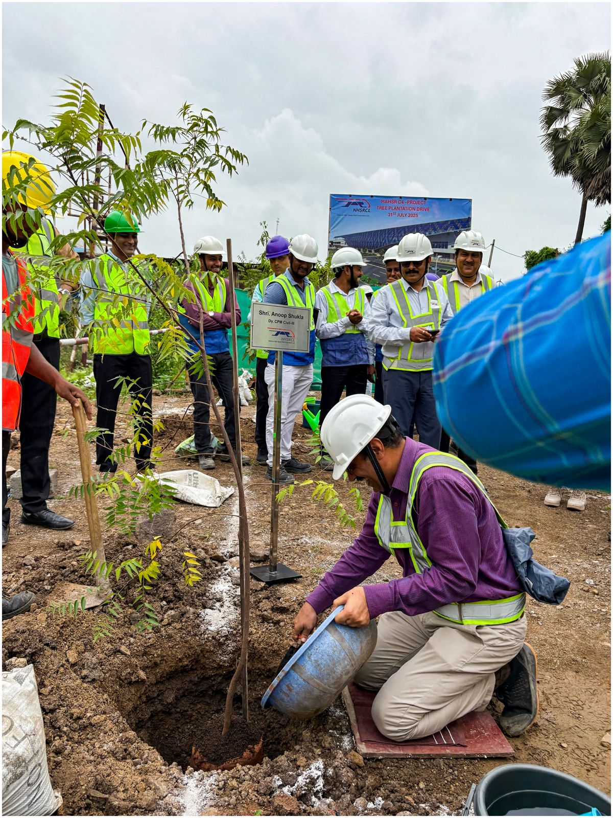 NHSRCL organized a tree plantation drive at Surat Bullet Train Station on 31st July 2025